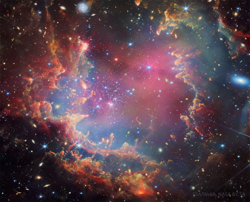 NGC 602: Stars Versus Pillars from Webb image