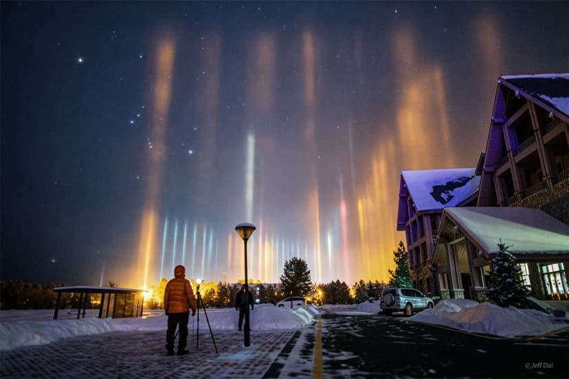 Light Pillars and Orion over Mohe image