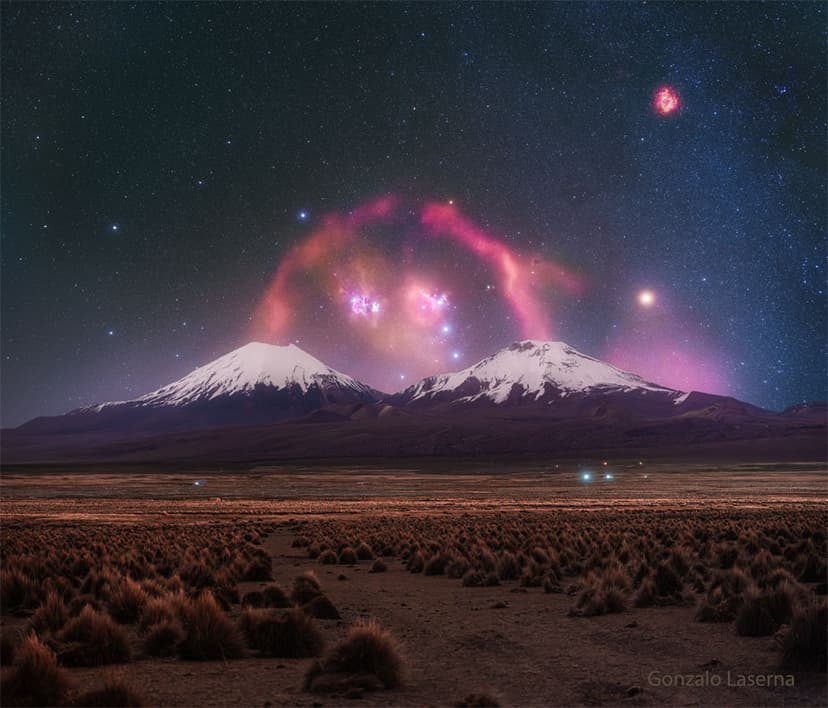 Barnards Loop over Twin Volcanoes image
