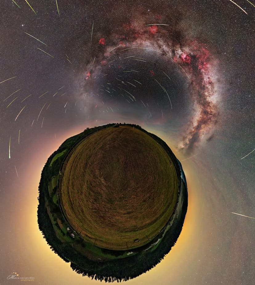 Perseids Over a little Planet image