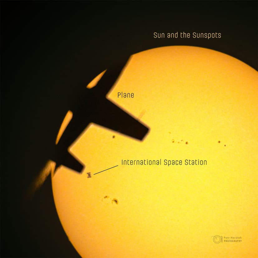 Chance Triple Alignment: Plane, Space Station, Sun image