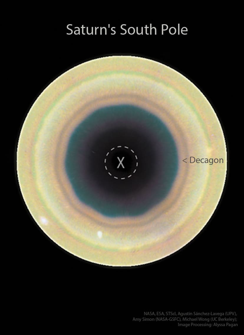 Hubble: Decagon Around Saturn's South Pole image